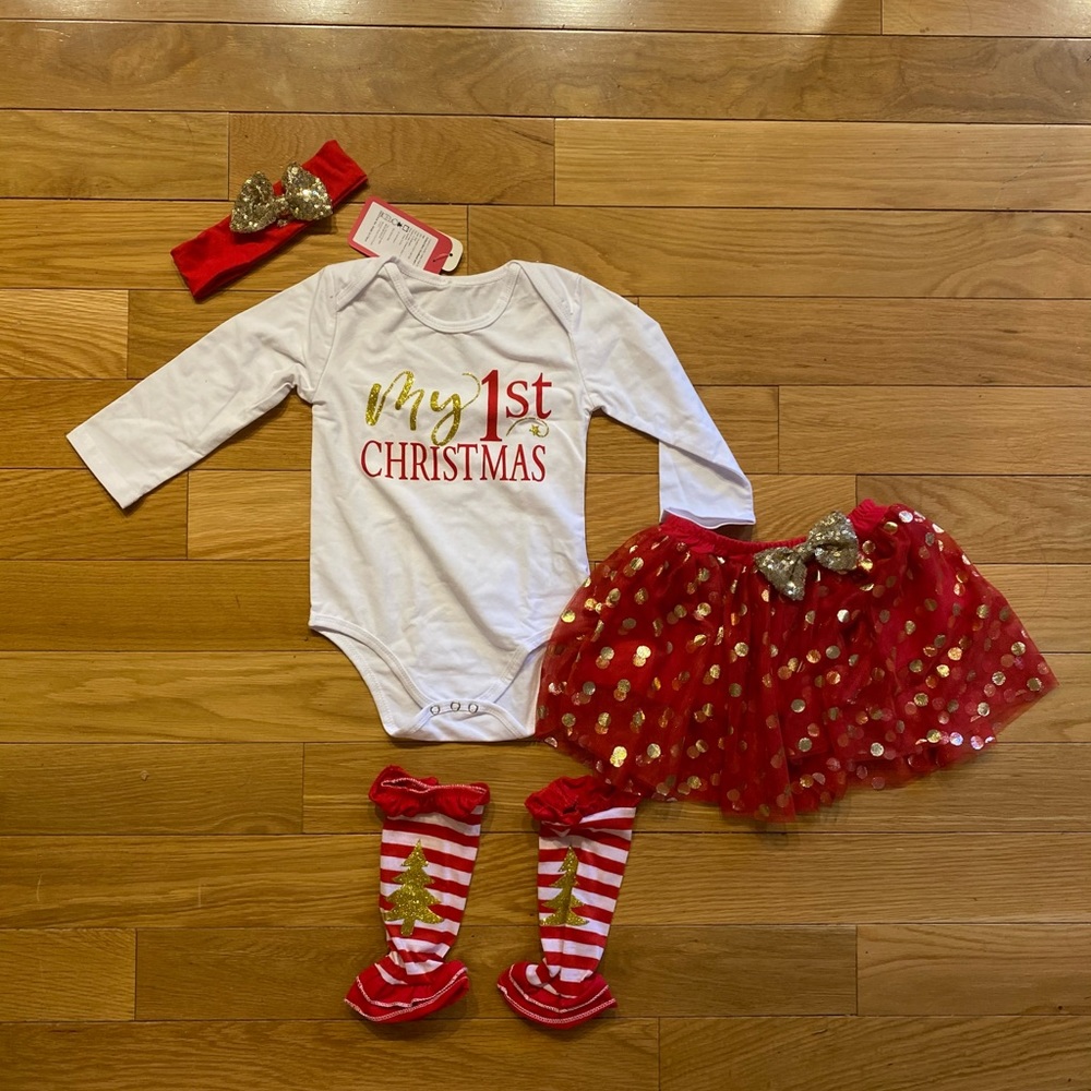 My 1st Christmas 4 pc onesie set